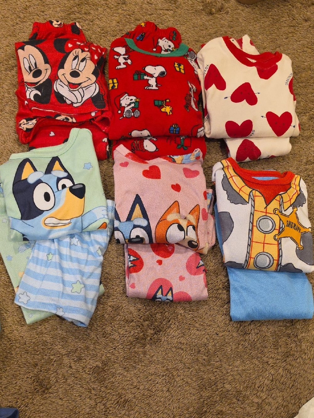 Character Pajama Set -bluey Toystpry Micky Snoopy